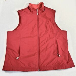 LL Bean Nylon Vest Fleece Lined Women’s Red Full Zip With Zip Pockets